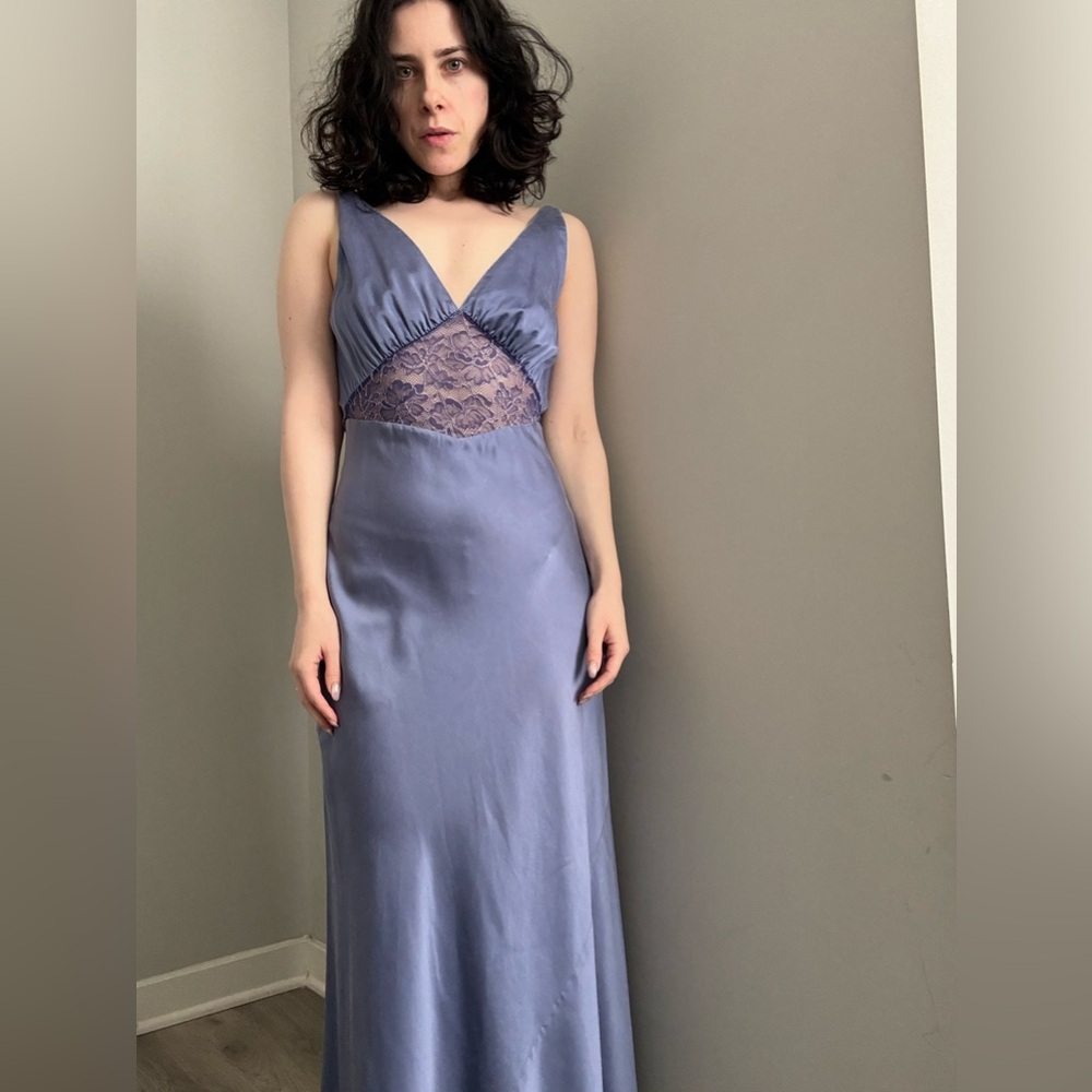 Reformation Inara Silk Dress- Custom Dyed Periwinkle Blue Midi